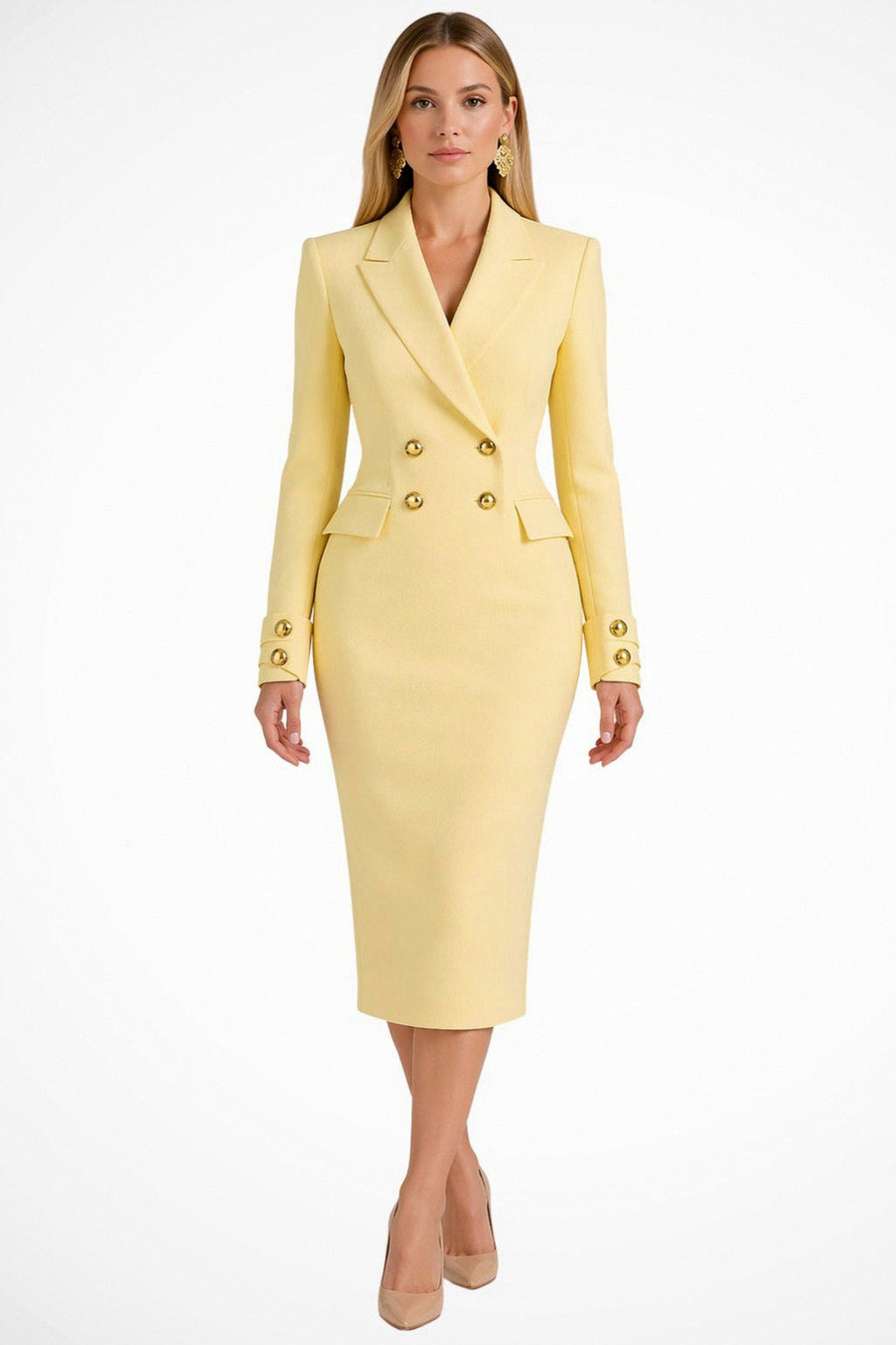 Long Sleeve Midi Blazer Dress