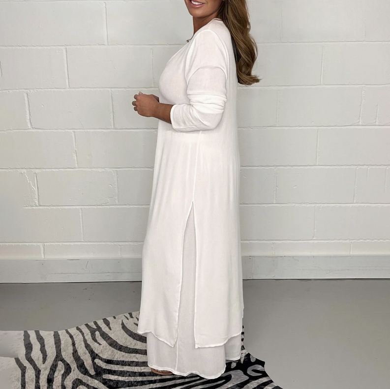 Tunic Overlay Long Sleeve Wide Leg Jumpsuit