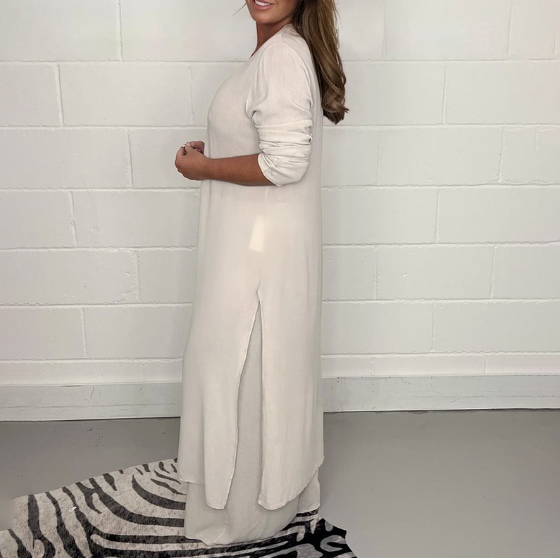 Tunic Overlay Long Sleeve Wide Leg Jumpsuit