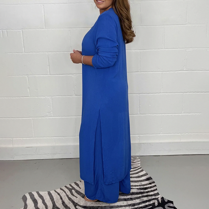 Tunic Overlay Long Sleeve Wide Leg Jumpsuit