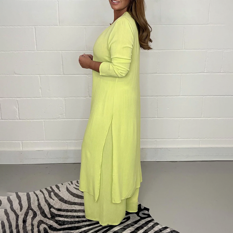 Tunic Overlay Long Sleeve Wide Leg Jumpsuit