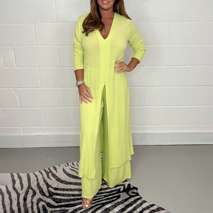Tunic Overlay Long Sleeve Wide Leg Jumpsuit