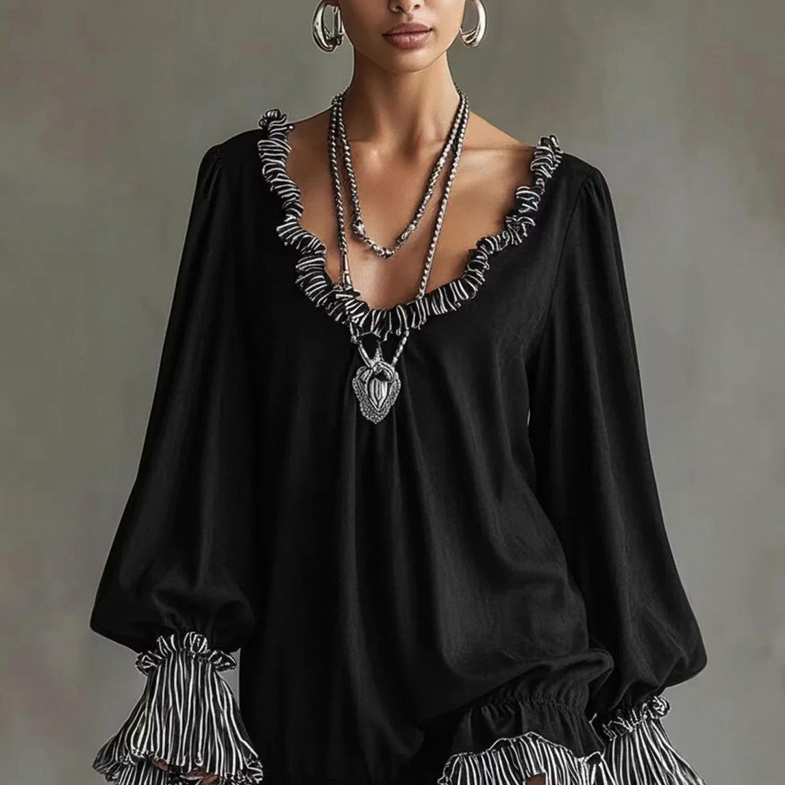 Long Sleeve Ruffle Babydoll Mini Dress