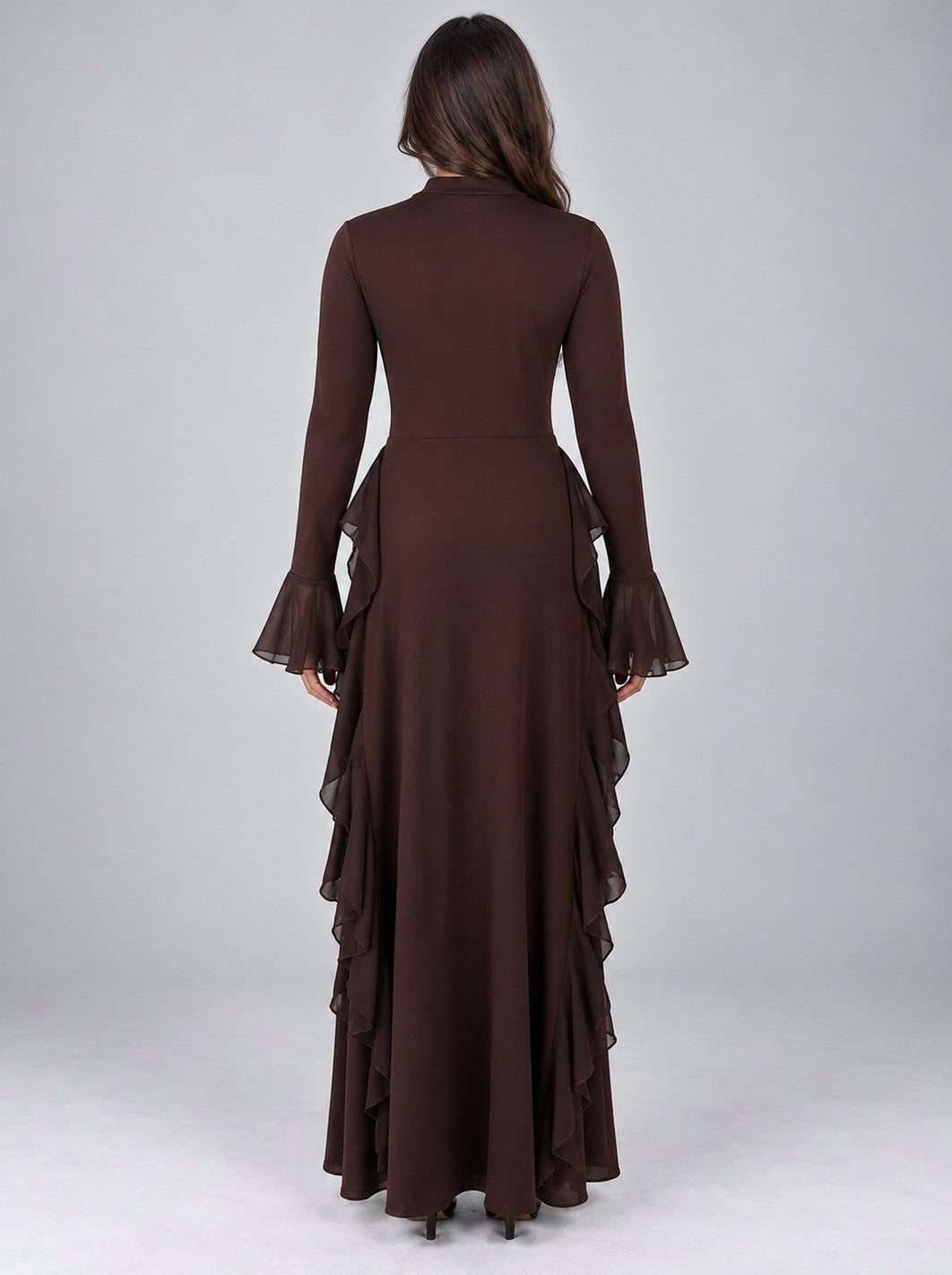 Long Sleeve Ruffle Modest Maxi Dress