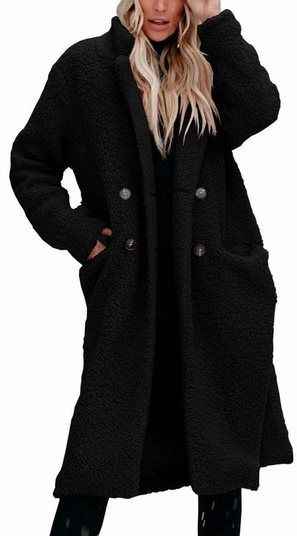 Fleece Longline Long Sleeve Button Front Coat