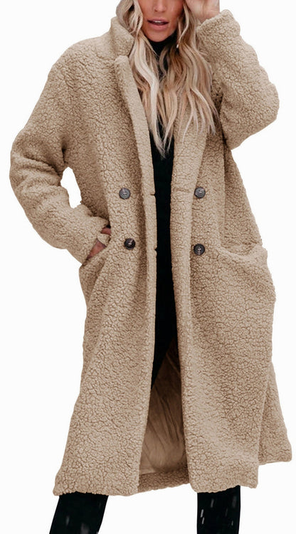 Fleece Longline Long Sleeve Button Front Coat