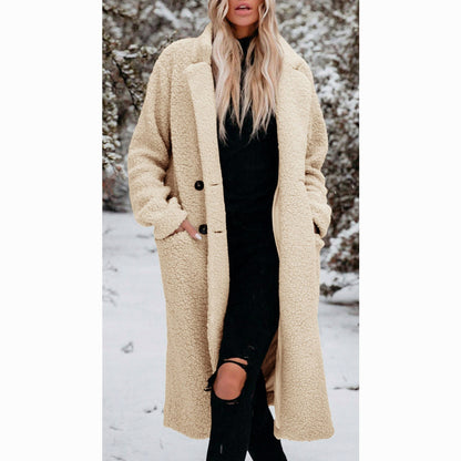 Fleece Longline Long Sleeve Button Front Coat