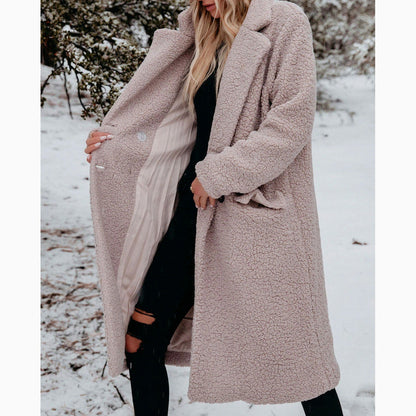 Fleece Longline Long Sleeve Button Front Coat