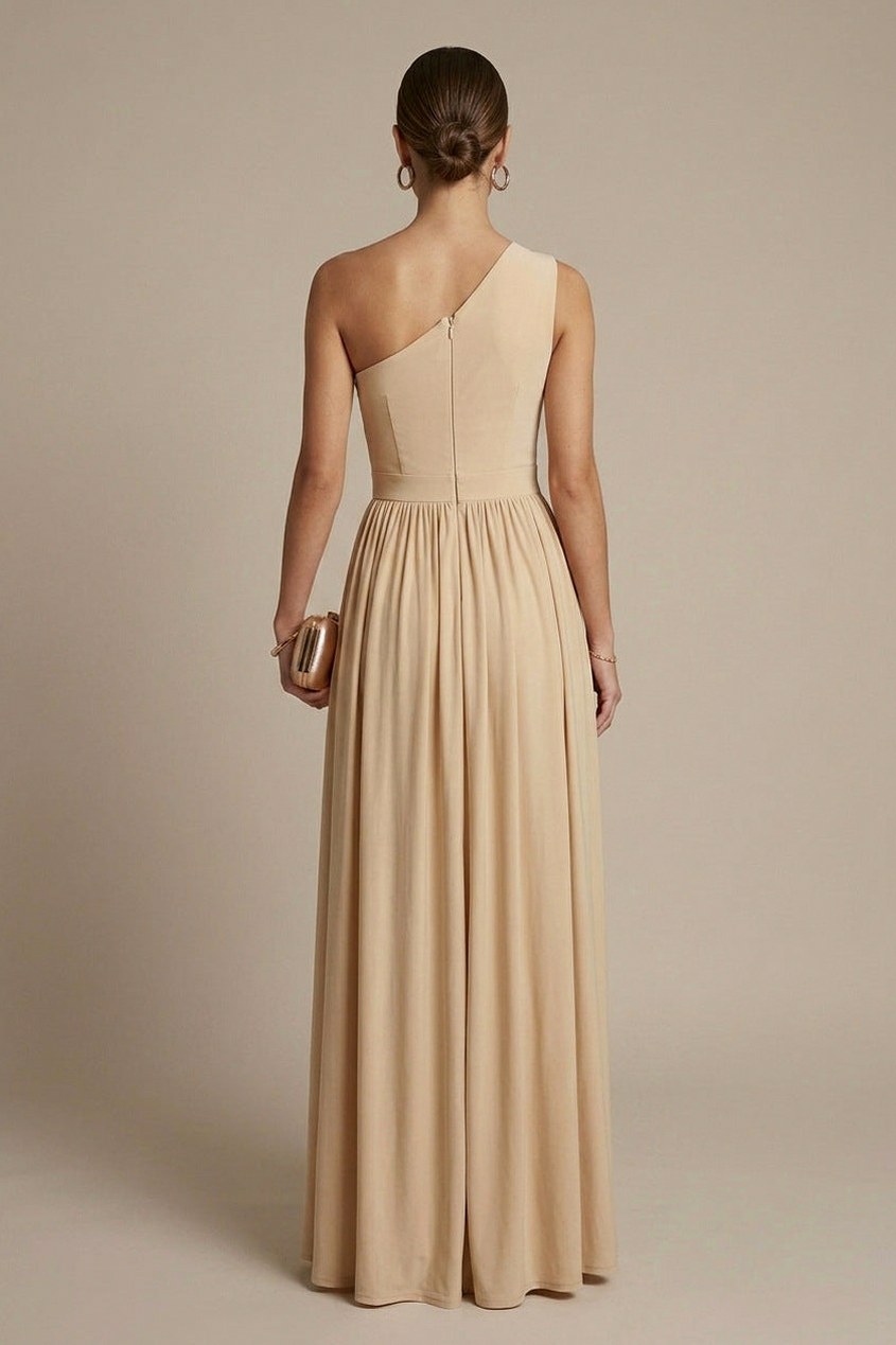 One Shoulder Cutout Split Maxi Dress