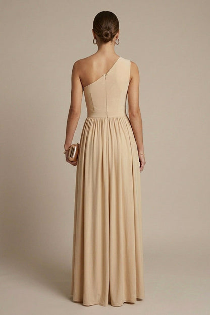 One Shoulder Cutout Split Maxi Dress