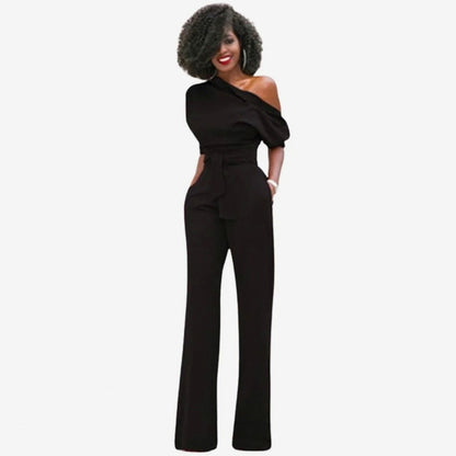 One Shoulder Short Sleeve Jumpsuit