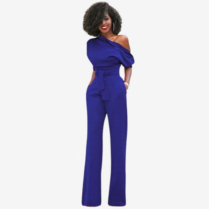 One Shoulder Short Sleeve Jumpsuit