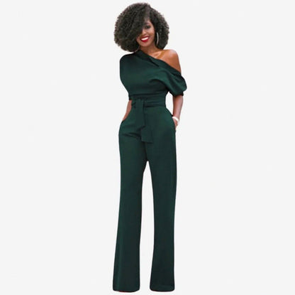 One Shoulder Short Sleeve Jumpsuit