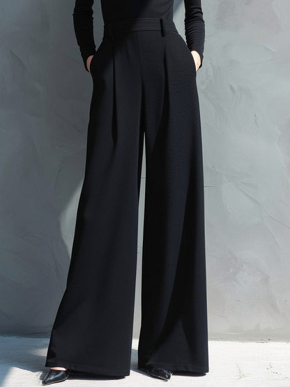 Long Sleeve Turtleneck Pleated Wide Leg Jumpsuit
