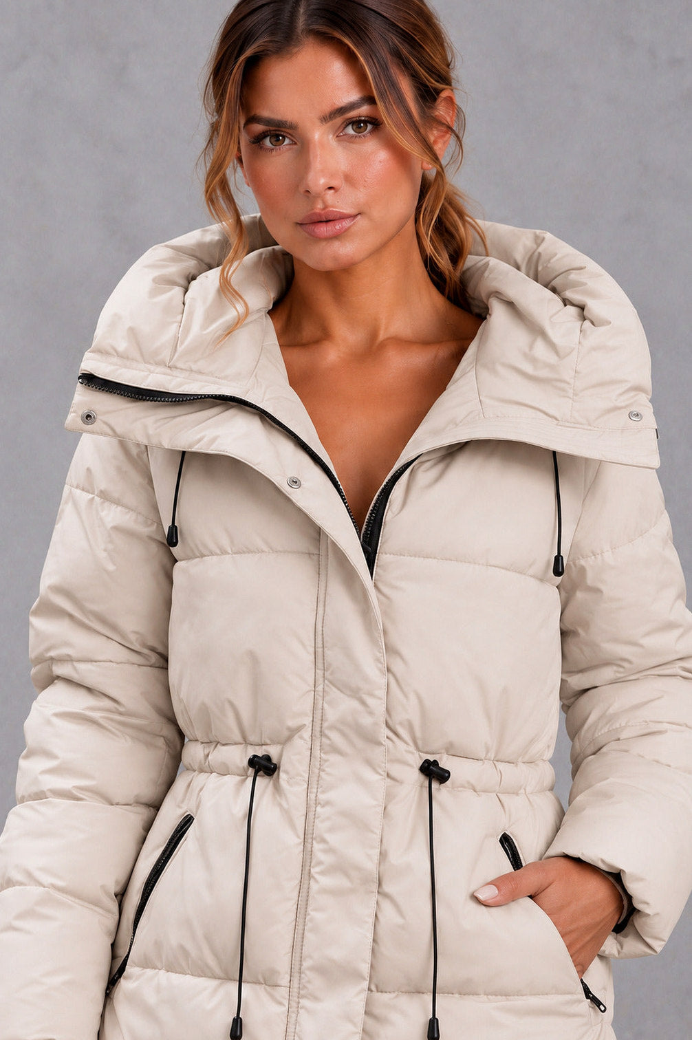 Quilted Funnel Neck Puffer Jacket