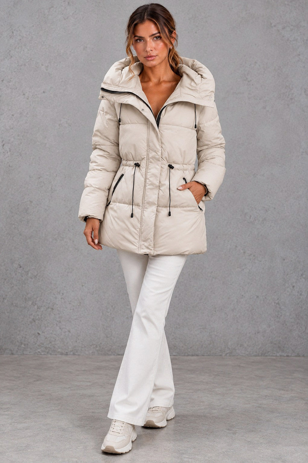 Quilted Funnel Neck Puffer Jacket