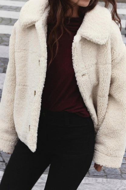 Relaxed Long Sleeve Borg Jacket