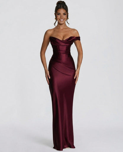 Satin Corset Drape Maxi Dress