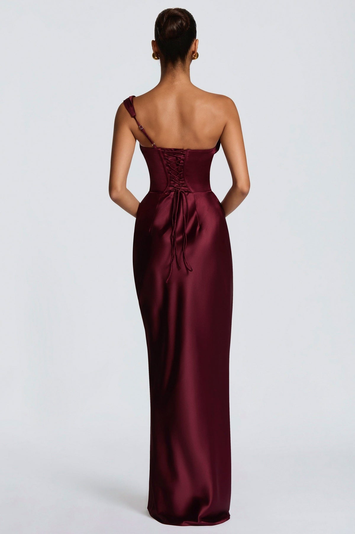 Satin Corset Drape Maxi Dress