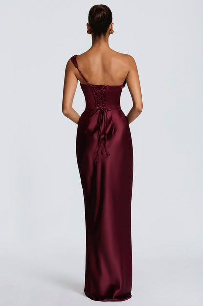 Satin Corset Drape Maxi Dress