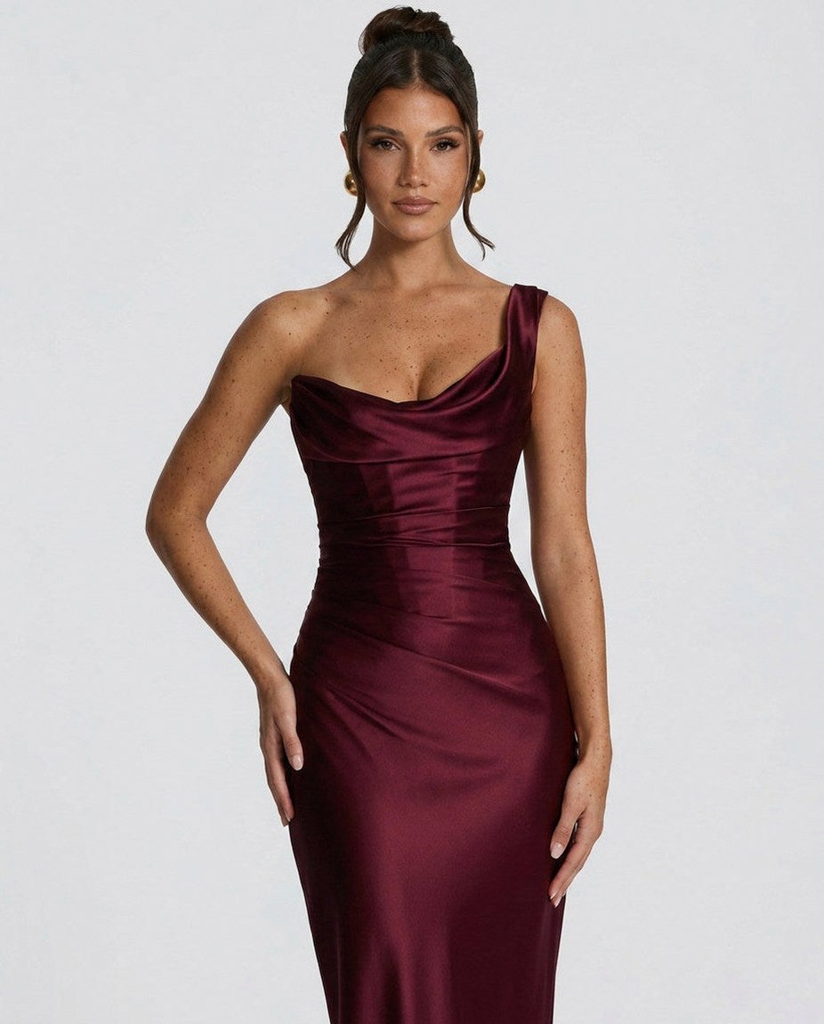 Satin Corset Drape Maxi Dress