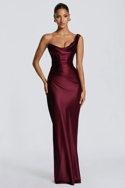 Satin Corset Drape Maxi Dress