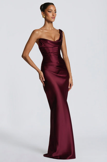 Satin Corset Drape Maxi Dress