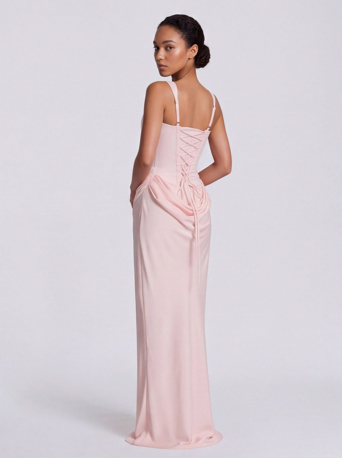 Satin Corset Draped Maxi Dress