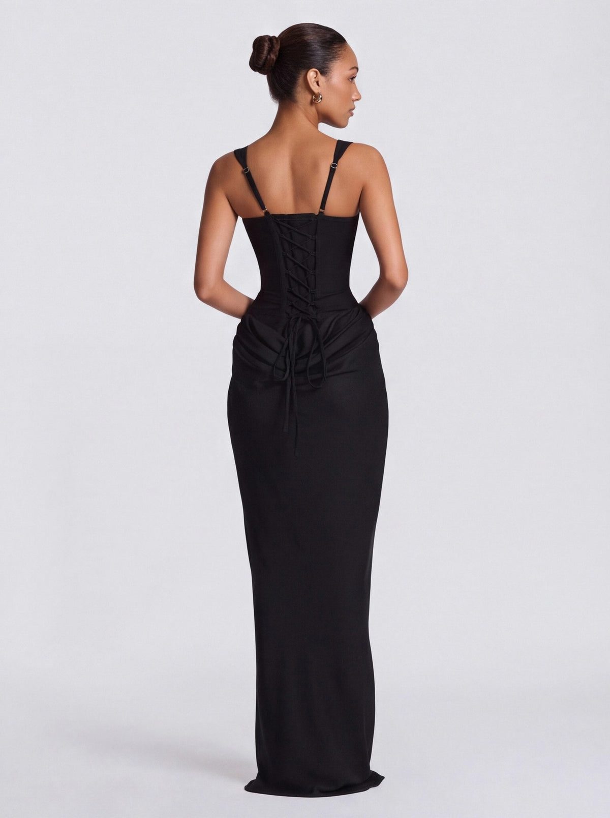 Satin Corset Draped Maxi Dress