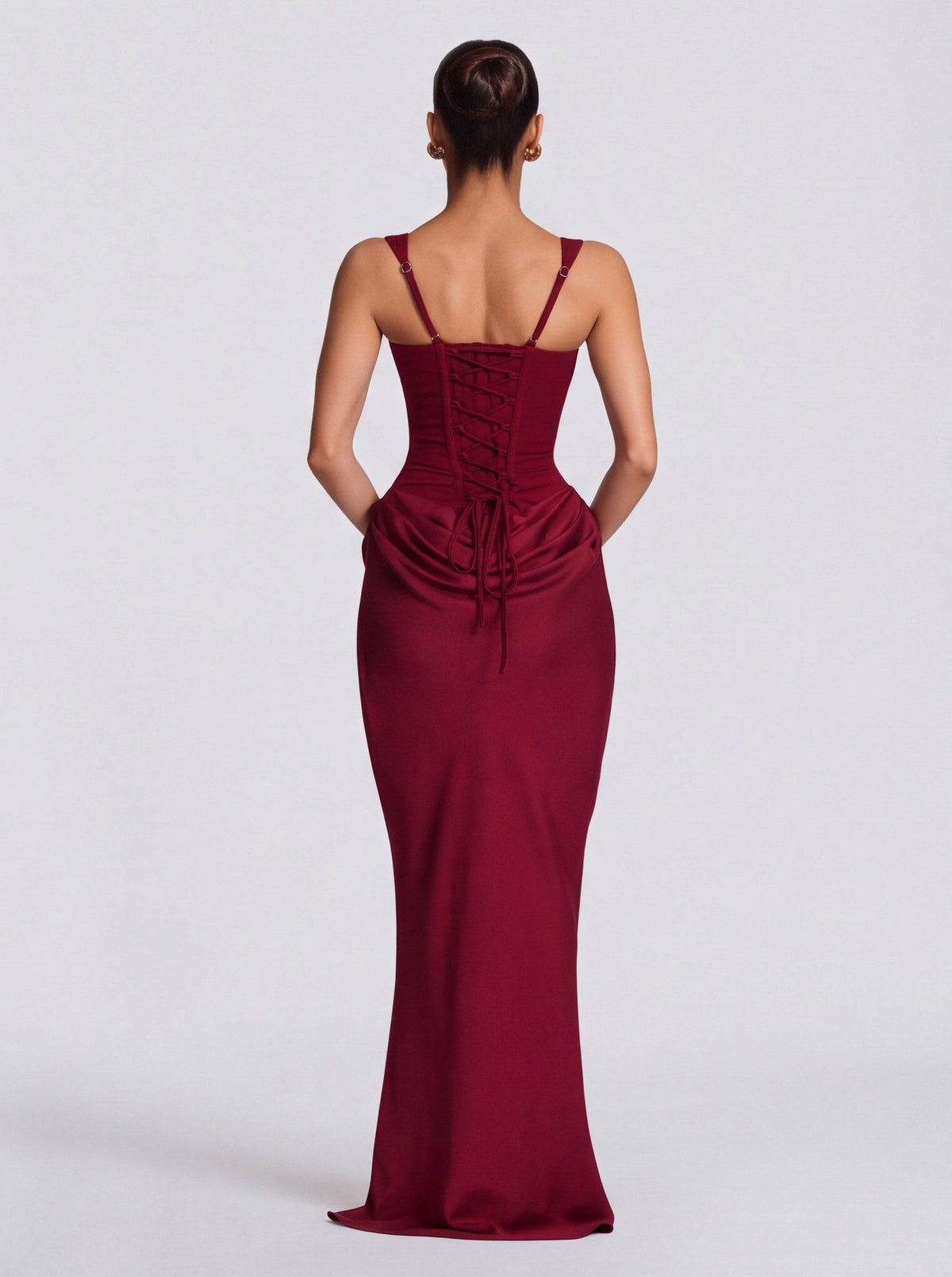 Satin Corset Draped Maxi Dress