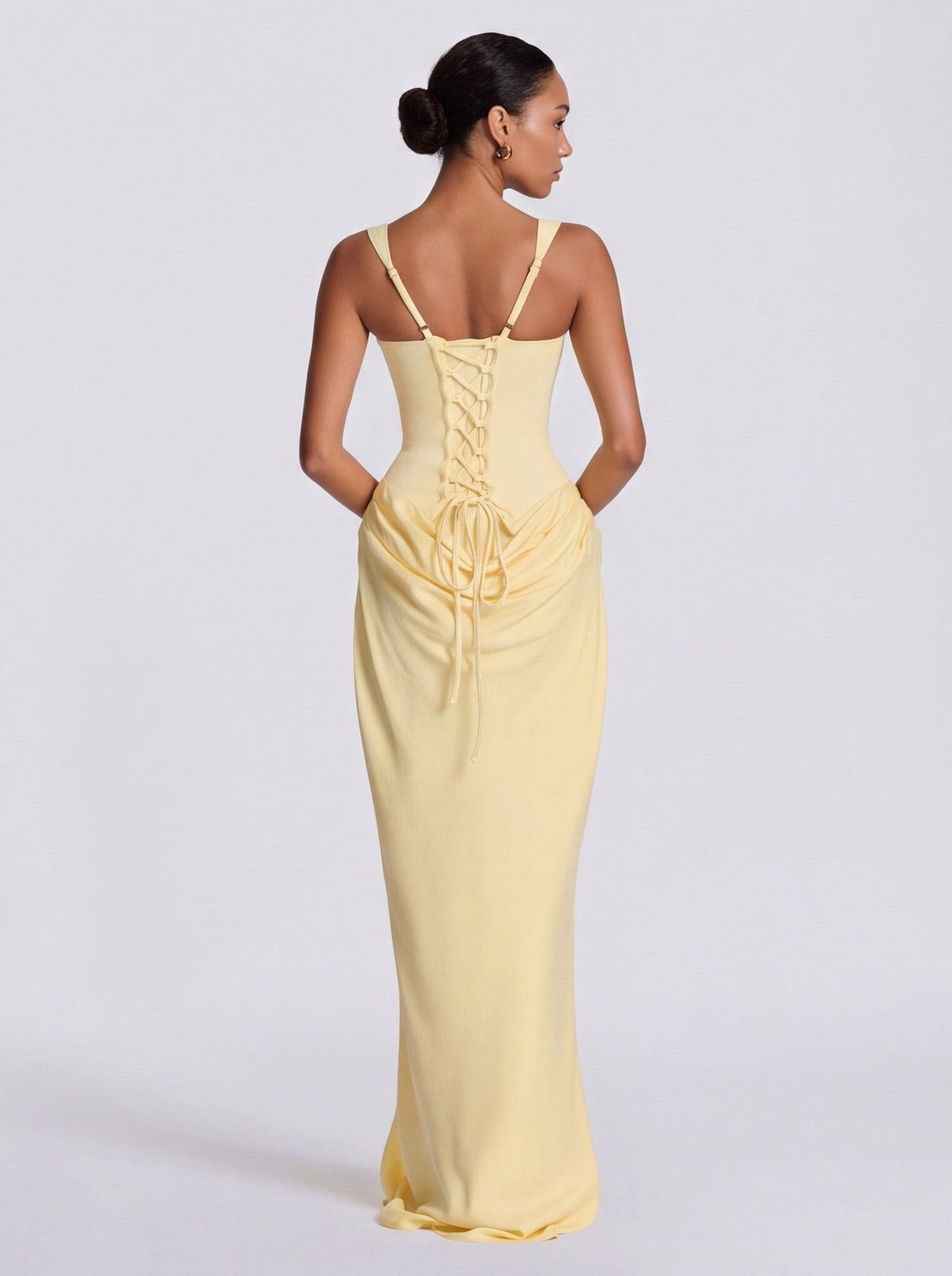 Satin Corset Draped Maxi Dress
