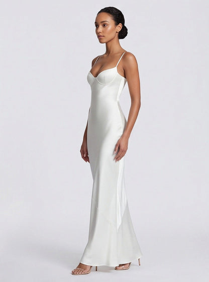 Satin Corset Spaghetti Strap Maxi Dress