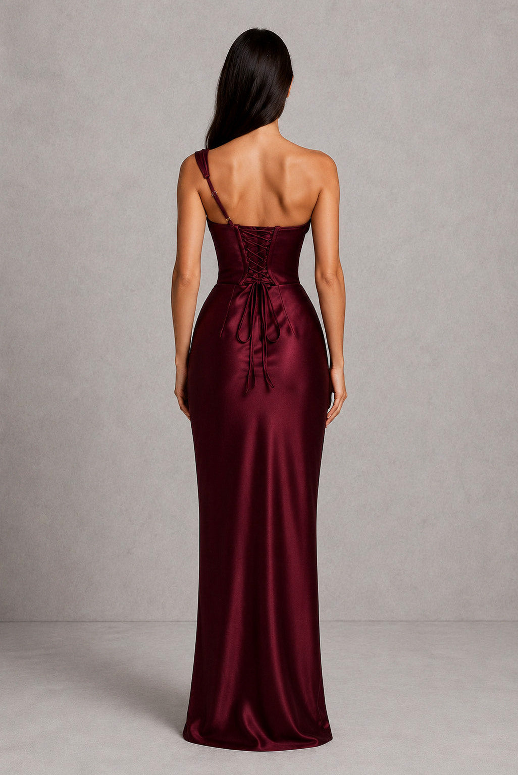 Satin Cowl Neck Ruched Maxi Dress