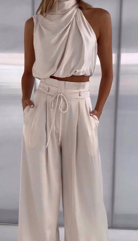 Satin Halter Two Piece Set