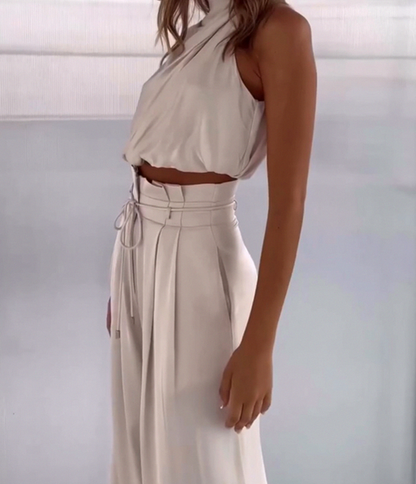 Satin Halter Two Piece Set