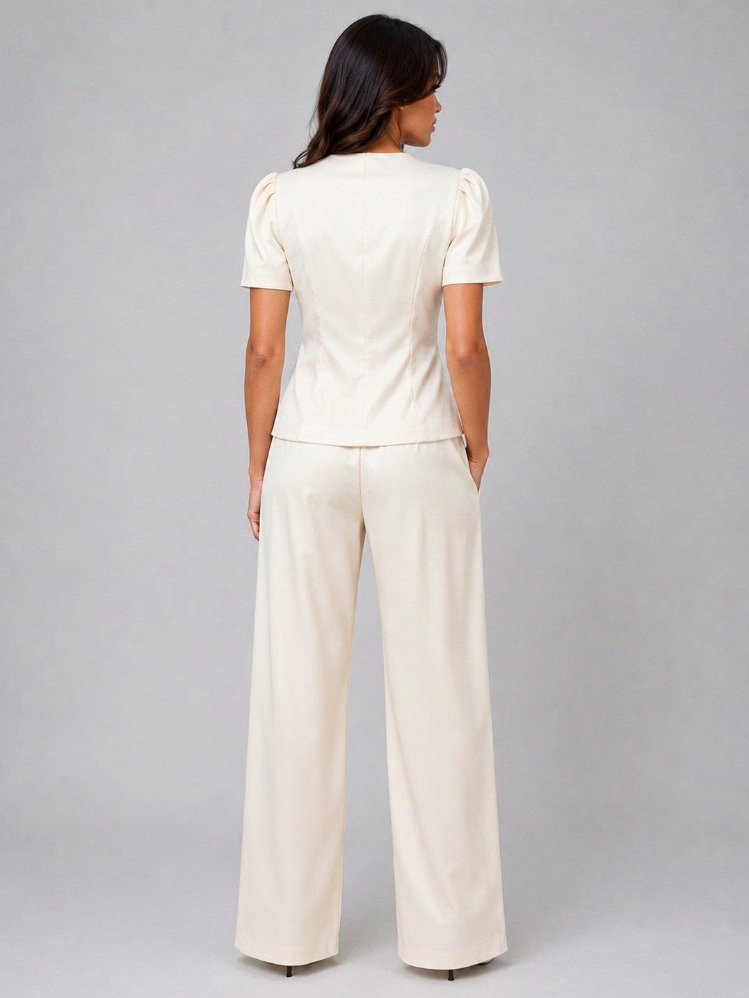 Satin Short Sleeve Top and Trousers Co Ord Set