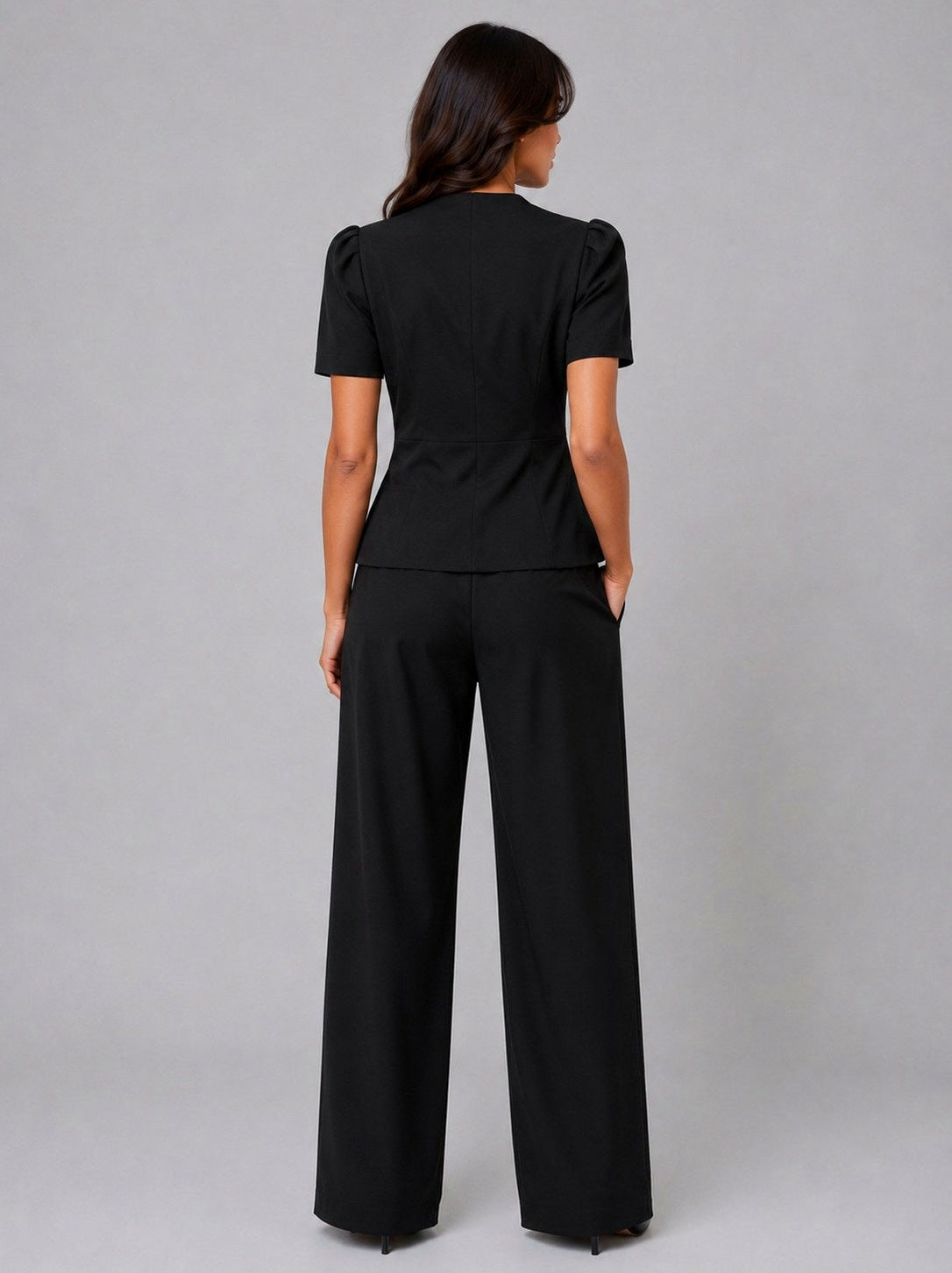 Satin Short Sleeve Top and Trousers Co Ord Set
