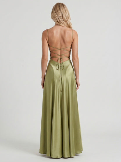 Satin Spaghetti Strap Maxi Dress