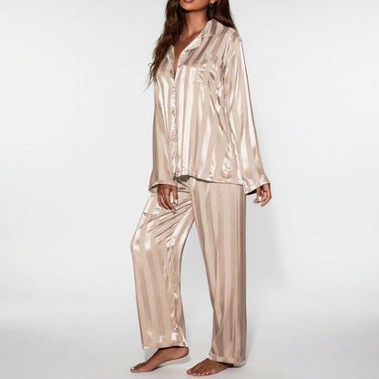 Satin Striped Long Sleeve Co Ord Set