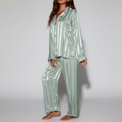 Satin Striped Long Sleeve Co Ord Set