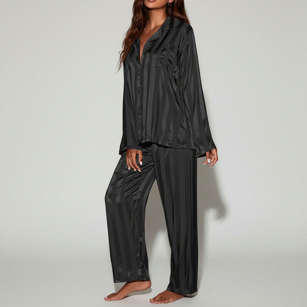 Satin Striped Long Sleeve Co Ord Set