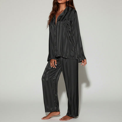 Satin Striped Long Sleeve Co Ord Set