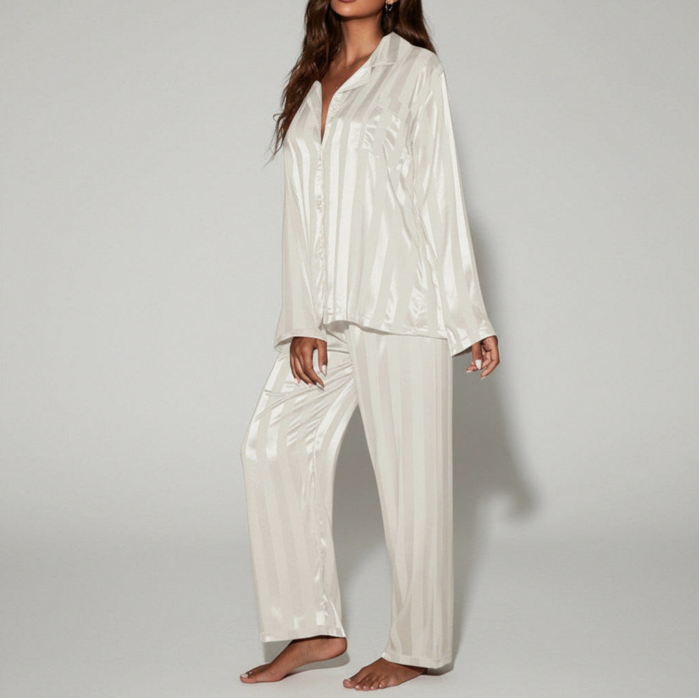 Satin Striped Long Sleeve Co Ord Set