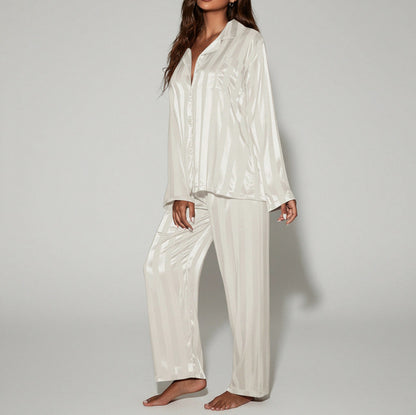 Satin Striped Long Sleeve Co Ord Set