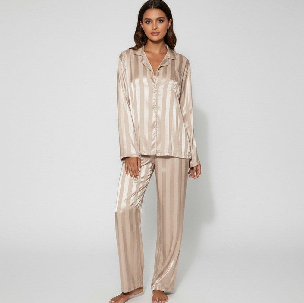Satin Striped Long Sleeve Co Ord Set
