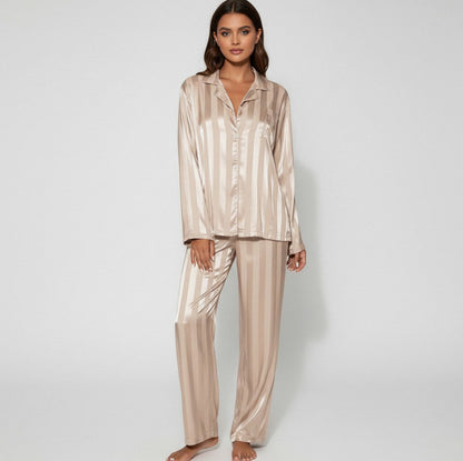 Satin Striped Long Sleeve Co Ord Set