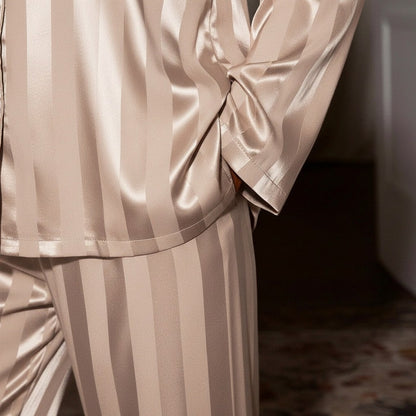 Satin Striped Long Sleeve Co Ord Set