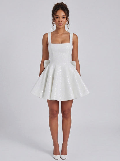 Sequin Babydoll Back Bow Mini Dress