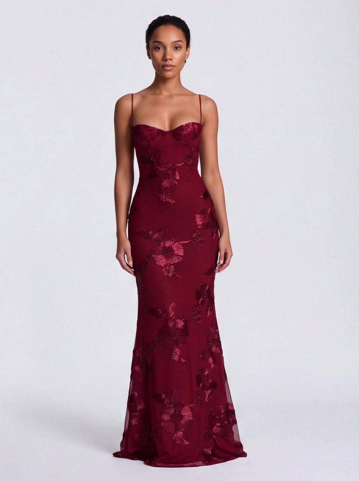 Sequin Corset Applique Maxi Dress