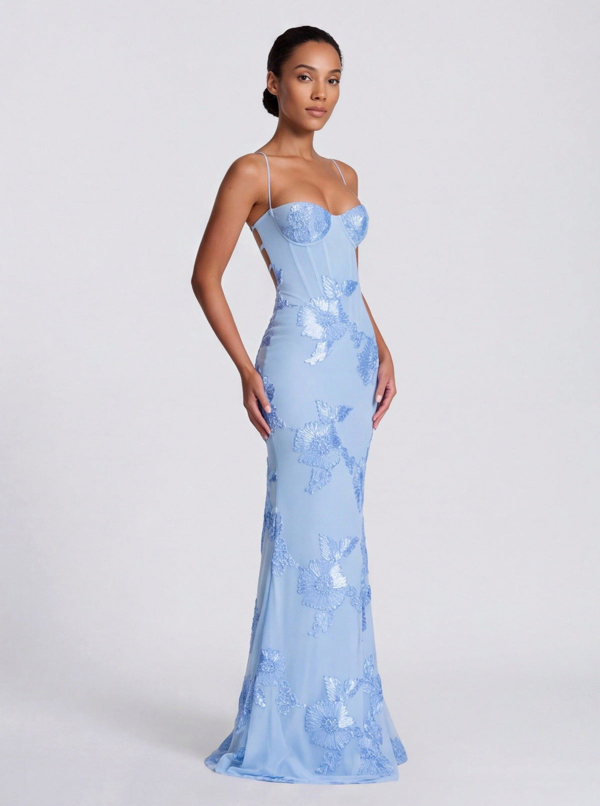 Sequin Corset Applique Maxi Dress